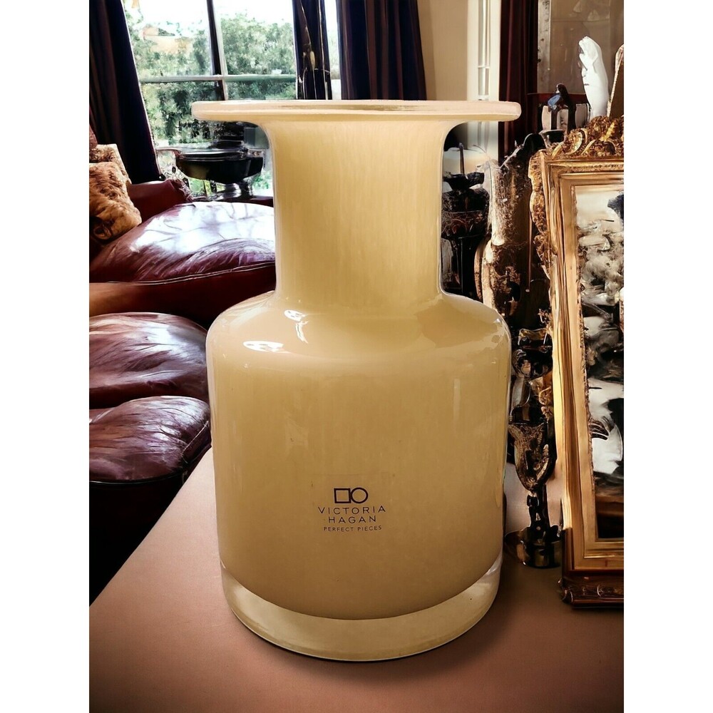 Victoria Hagan Reverse Painting Yellow Heavy Glass Vase Art Perfect Pieces